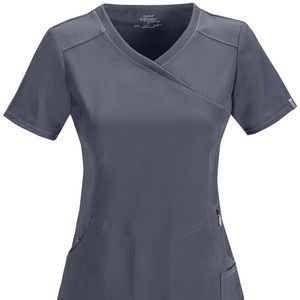 Cherokee Infinity Mock Neck Pewter Scrub Top